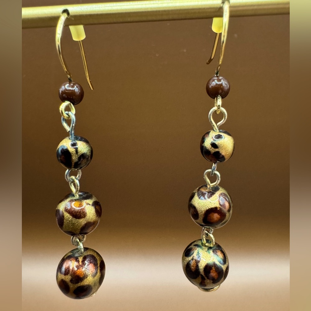 Leopard print drop earrings